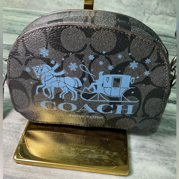 Coach Mini Serena Satchel In Signature Canvas With Horse And Sleigh‎ - Picture 1 of 12